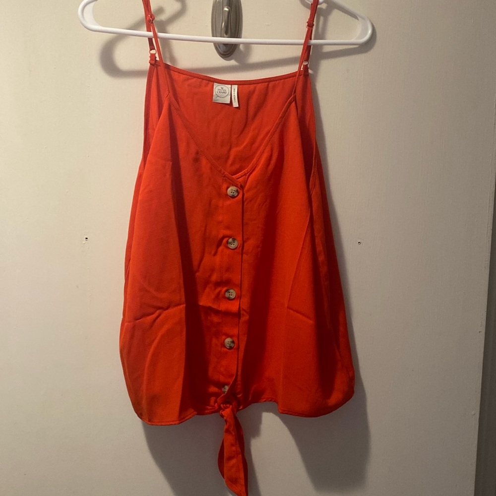 Large button up tank top blouse with tie in front